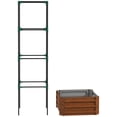 thumbnail image 1 of Galvanized Planter Box, 24" x 24" x 73.5" Raised Garden Bed with Tomato Cage for Climbing Vines, Brown, 1 of 6