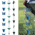 thumbnail image 1 of Galvanized Rain Chain Gutter Downspout Catcher - Decorative Metal Rain Cups Chime,FrogDesign, 39.3 in, Blue Green Black, 1 of 8