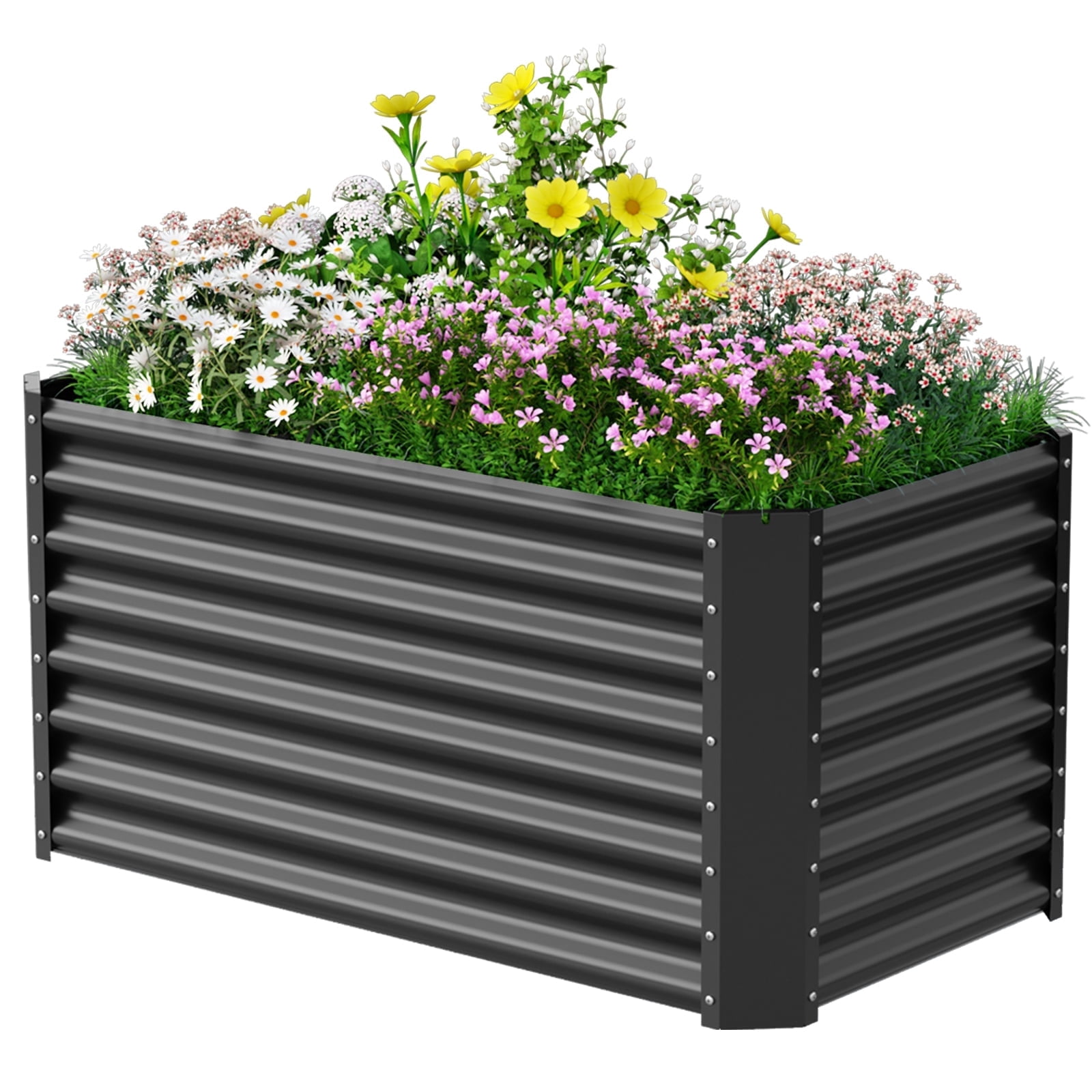 Galvanized Raised Garden Bed 4×2×2ft, Large Outdoor Metal Planter Box with 120 Gal Soil Capacity, Garden Bed Kit for Vegetables, Fruits, Flowers & Herbs