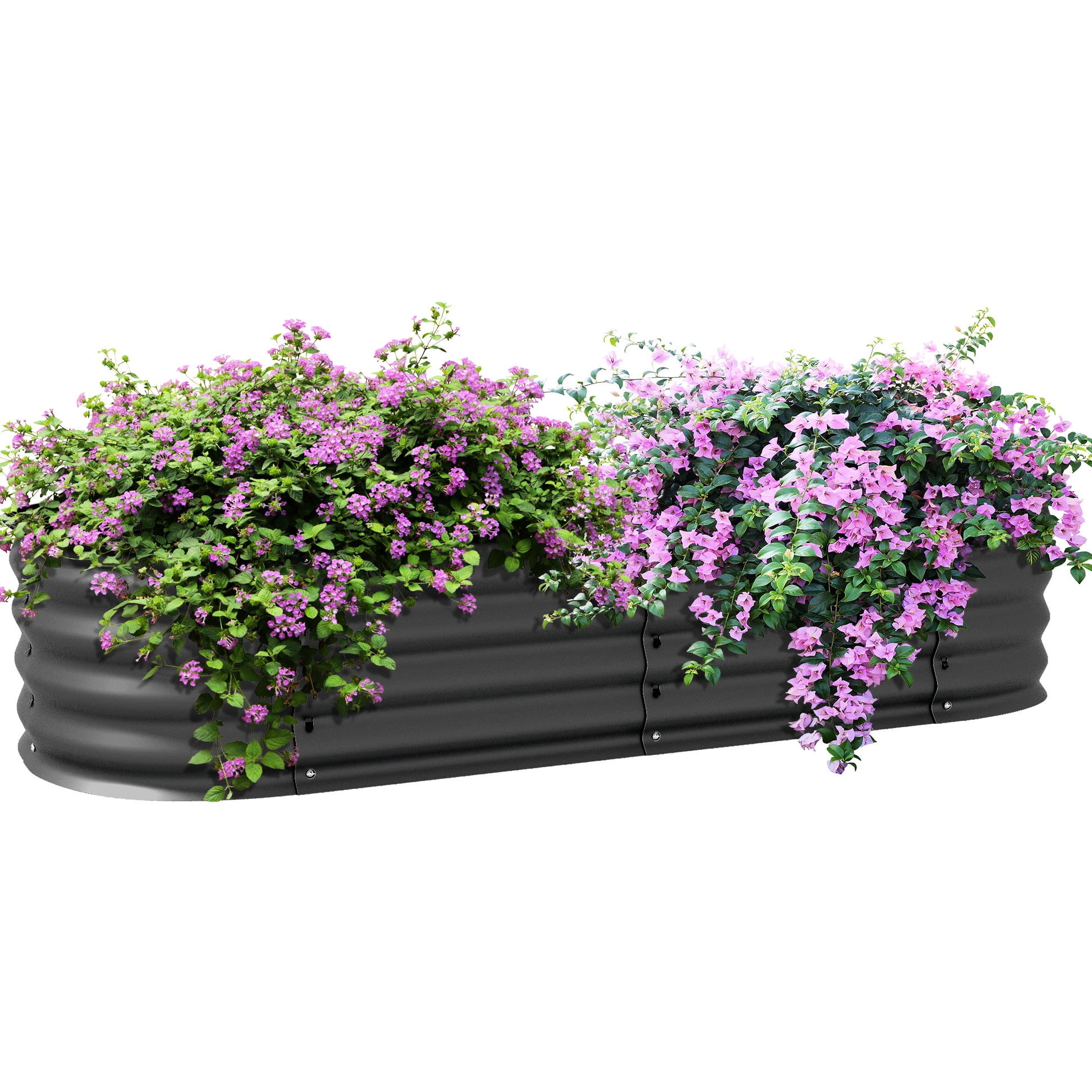 Galvanized Raised Garden Bed, 4.9' X 2' 1', Dark Gray Metal Elevated Planter For Growing Flowers, Herbs & Vegetables, Edging, Easy Diy, Drainage 1' Box With Edge, To Construct, Self-draining