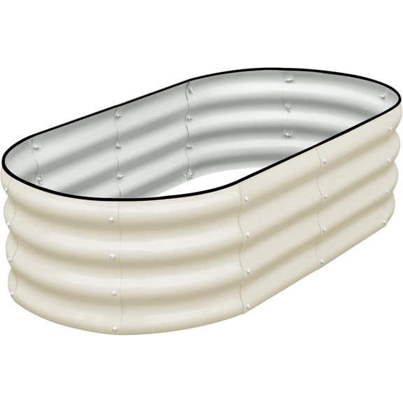 Galvanized Raised Garden Bed, 4X2X1Ft Oval Metal Planter Box for Planting Outdoor
