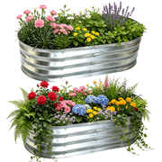 Mibote Galvanized Raised Garden Bed Outdoor, 4x2x1ft Metal Planter Box for Gardening Vegetables and Flowers, Silver, 2-Pack