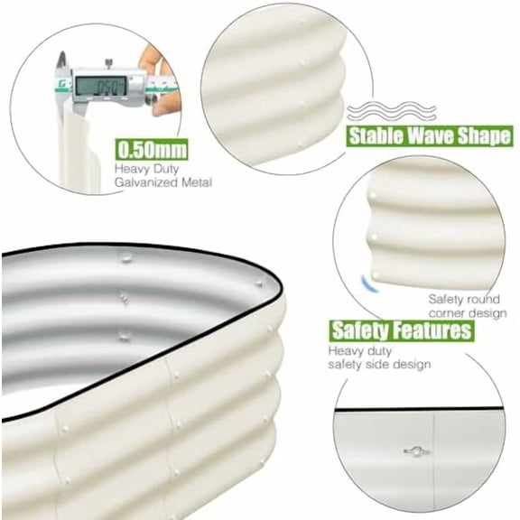 Galvanized Raised Garden Bed, 4x2x1ft Oval Metal Planter Box for Planting Outdoor Plants Vegetables