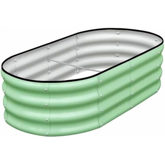 Galvanized Raised Garden Bed, 4x2x1ft Oval Metal Planter Box for Planting Outdoor Plants Vegetables