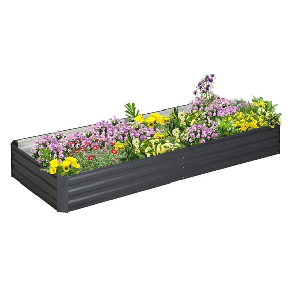 Galvanized Raised Garden Bed, 7.9' x 3' x 1' Metal Planter Box, for Growing Vegetables, Flowers, , , Gray