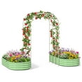 Galvanized Raised Garden Bed with 85" H Arch Trellis, Metal Raised