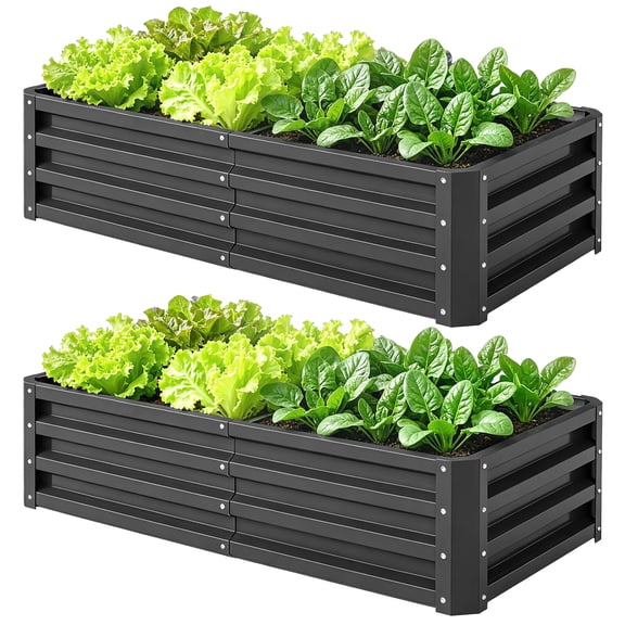 Galvanized Raised Garden Bed Art Deco Open Bottom 47.25" L x 23.5" W x 12" H