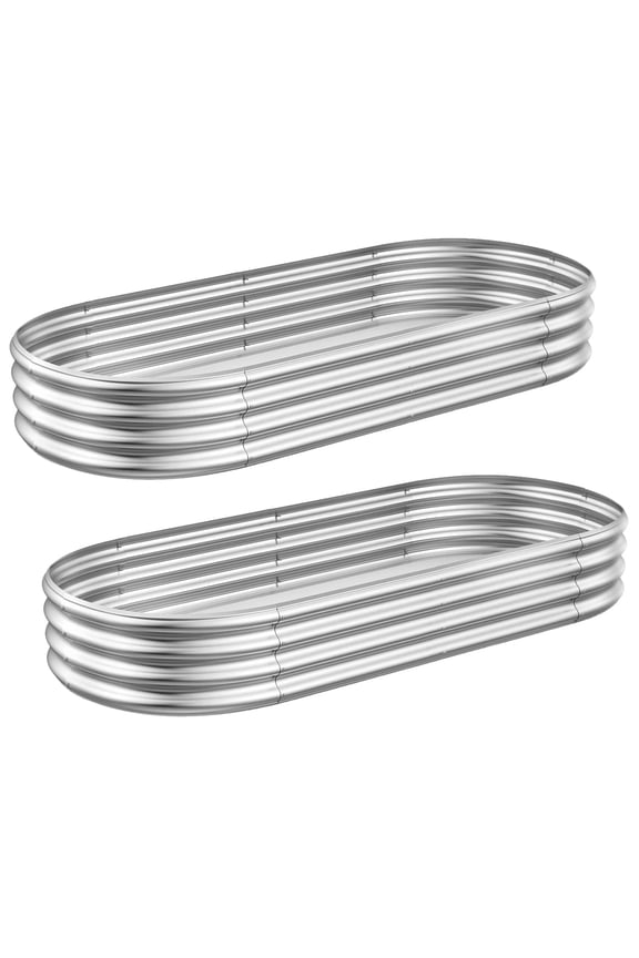 Galvanized Raised Garden Bed Kit 2Pack 8ft, Galvanized Planter Boxes Outdoor, Oval Metal Raised Garden Beds