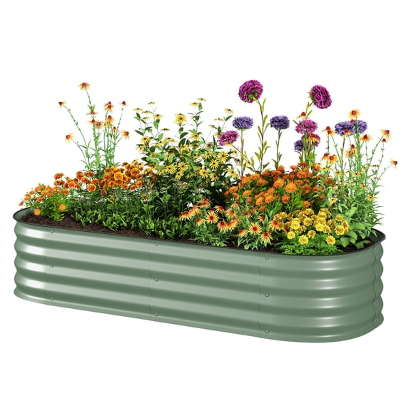 Galvanized Raised Garden Bed Kit 4.9' x 2' Metal Planter Box, Green
