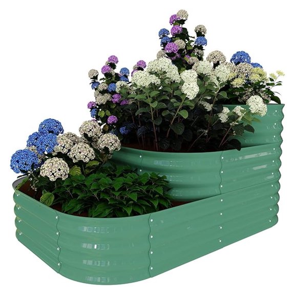 Galvanized Raised Garden Bed Kit - 61x42x31 in Outdoor Planter Box for Vegetables, , Flowers. Modular 3-in-1 Raised Garden Beds Outdoor with Open Base, Garden Box for Deep Root Growth, Green