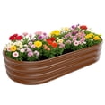 thumbnail image 1 of Nana Guard Galvanized Raised Garden Bed Kit, Galvanized Planter Boxes Outdoor, Oval Metal Raised Garden Beds for Vegetables,Brown, 1 of 5