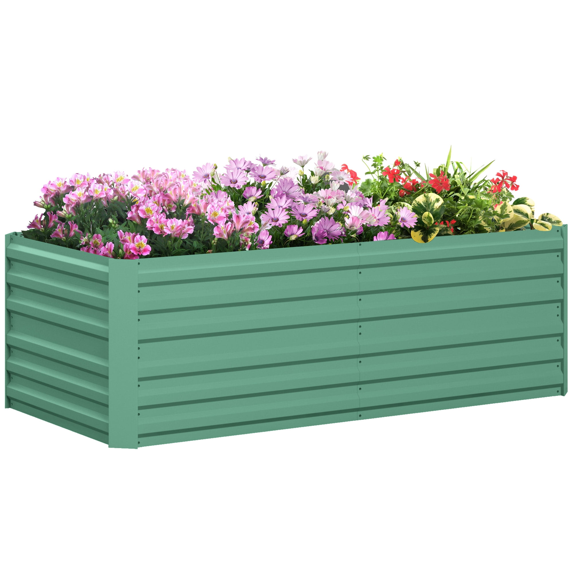 Galvanized Raised Garden Bed Kit, Large and Tall Metal Planter Box for Vegetables, Flowers and Herbs, Reinforced, 6' x 3' x 2', Light Green