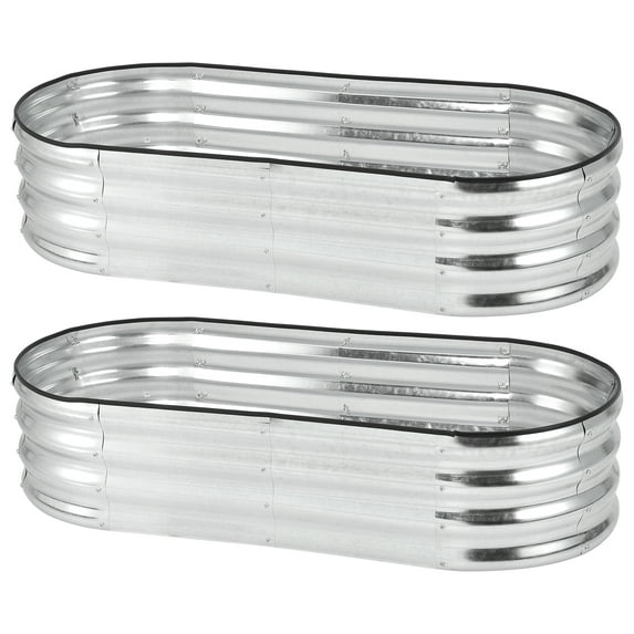 Galvanized Raised Garden Bed Kit,Planter Raised Boxes with Open-Ended Base,Galvanized Planter Oval Large Metal Raised Garden Boxes Outdoor for Vegetables Flowers,Tool-Free Assembly
