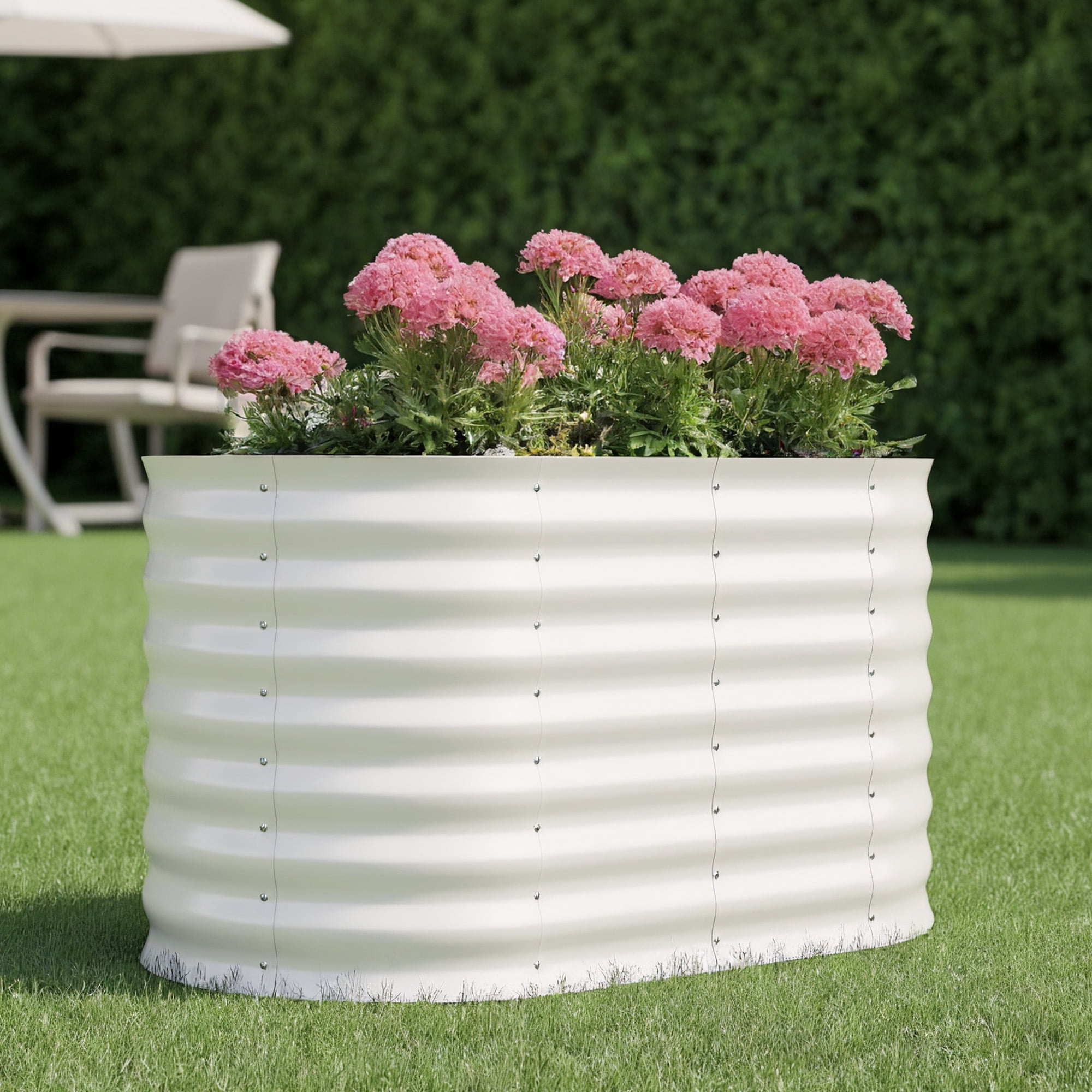 Galvanized Raised Garden Bed Outdoor, 4x2x2 ft Metal Planter Box for Flowers Vegetables, Rust-Resistant Raised Garden Beds for Gardening, Easy Assembly Outdoor Garden Box & Planters, Beige