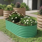 Galvanized Raised Garden Bed Outdoor, 4x2x2ft Backyard Oval Metal Raised Bed, Bottomless Garden Bed for Gardening Vegetables, Fruits, Flowers, Green