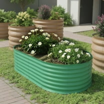 Galvanized Raised Garden Bed Outdoor, 4x2x2ft Backyard Oval Metal Raised Bed, Bottomless Garden Bed for Gardening Vegetables, Fruits, Flowers, Green