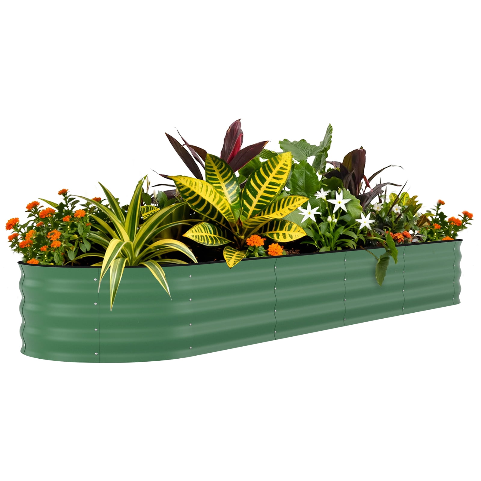 Galvanized Raised Garden Bed Outdoor, 8x2x1.5 ft Metal Planter Box for Flowers Vegetables, Rust-Resistant Raised Garden Beds for Gardening, Easy Assembly Outdoor Garden Box & Planters, Green