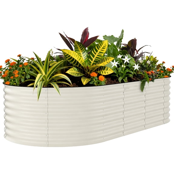 Galvanized Raised Garden Bed Outdoor, 8x4x2 ft Metal Planter Box for Flowers Vegetables, Rust-Resistant Raised Garden Beds for Gardening, Easy Assembly Outdoor Garden Box & Planters, Beige