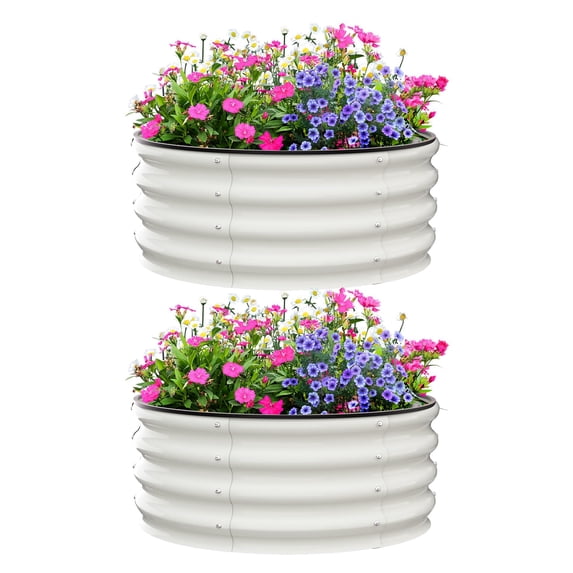 Galvanized Raised Garden Bed,Outdoor Metal Planter Box with Open-Ended Base Garden Boxes Outdoor Galvanized Planter for Vegetables Flowers Rubber Edge