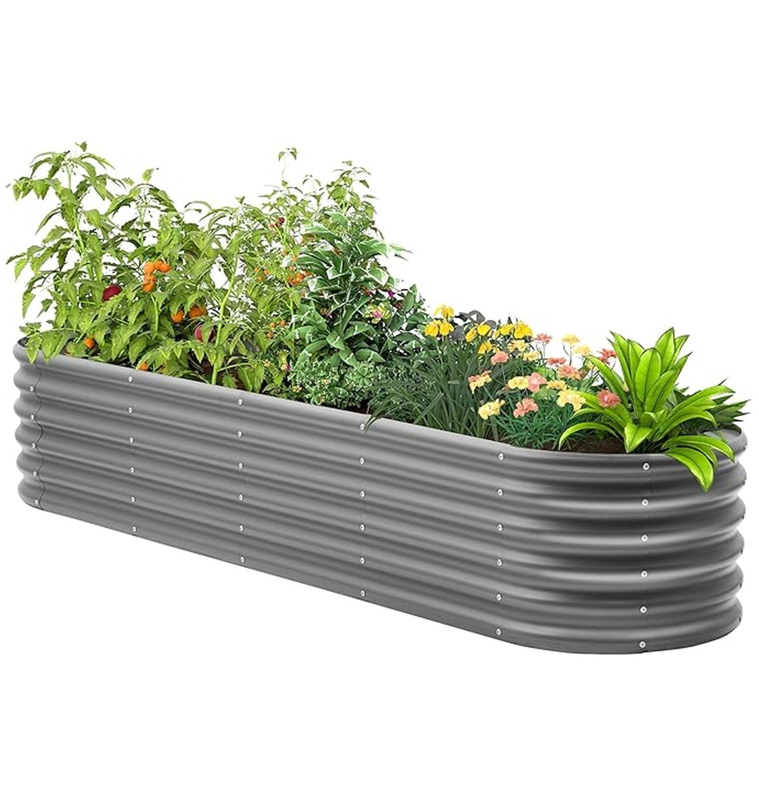 Galvanized Raised Garden Bed, Outdoor Planter Bed, Metal Planter Box for Gardening and Planting,8x2x1.5ft, Dark Grey