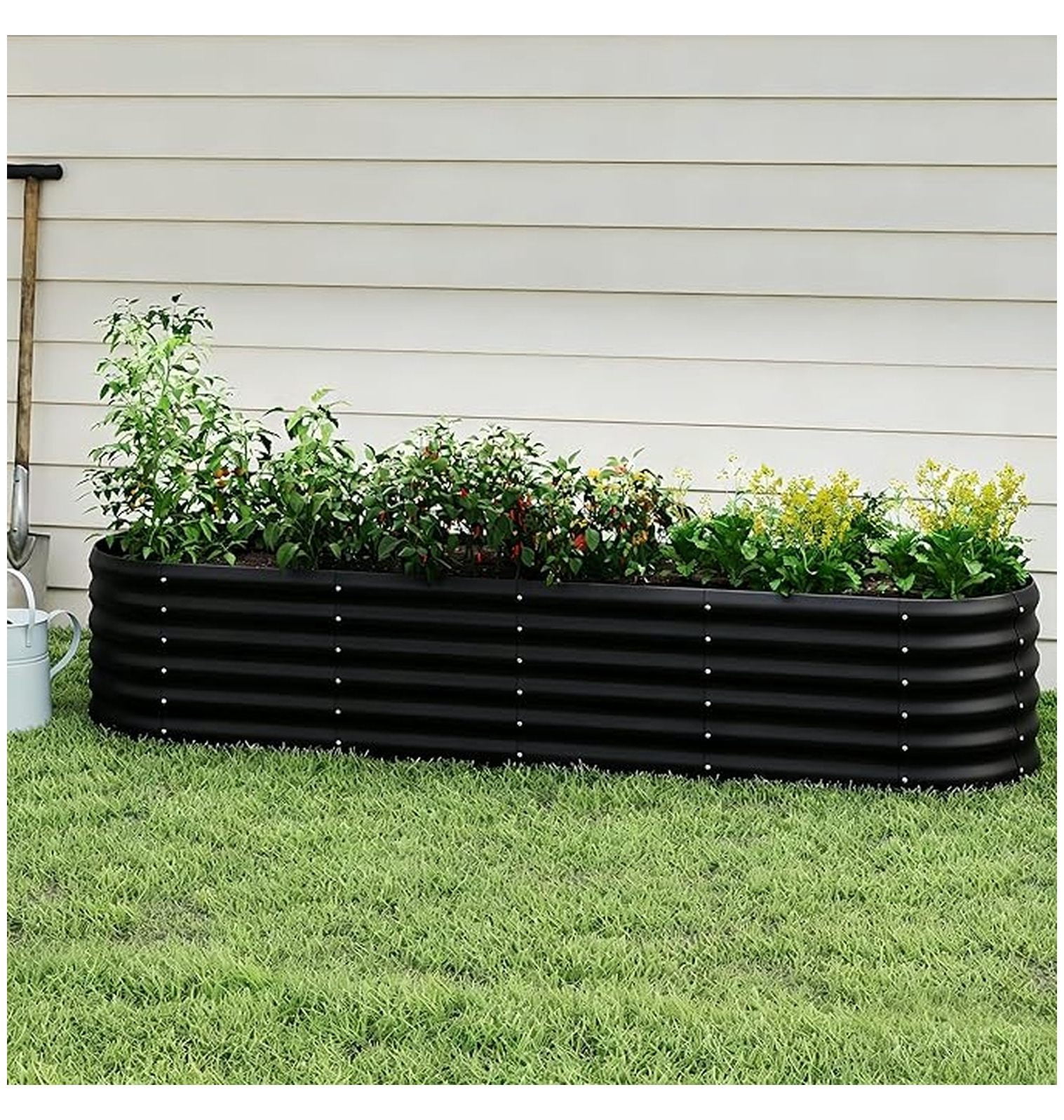 Galvanized Raised Garden Bed, Outdoor Planter Bed, Metal Planter Box for Gardening and Planting,8x2x1.5ft, Light Green