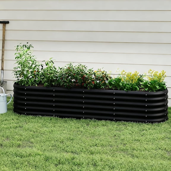 Galvanized Raised Garden Bed, Outdoor Planter Bed, Metal Planter Box for Gardening and Planting,8x2x1.5ft, Light Green