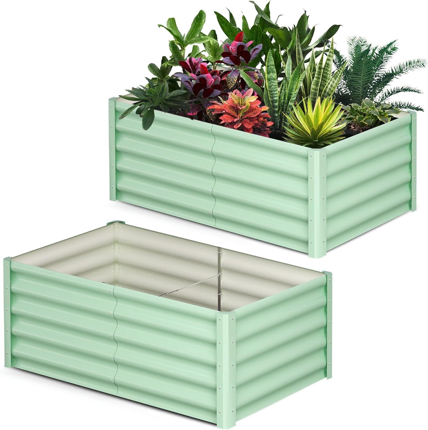 Galvanized Raised Garden Bed,Outdoor Planter Box Metal Patio Kit,Outdoor Rectangular Metal Planter,Planting Bed for Vegetables Flowers Herb