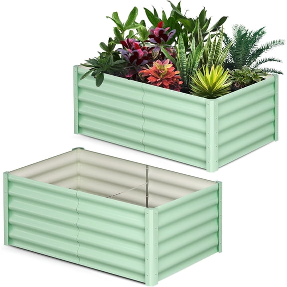 Galvanized Raised Garden Bed,Outdoor Planter Box Metal Patio Kit,Outdoor Rectangular Metal Planter,Planting Bed for Vegetables Flowers Herb