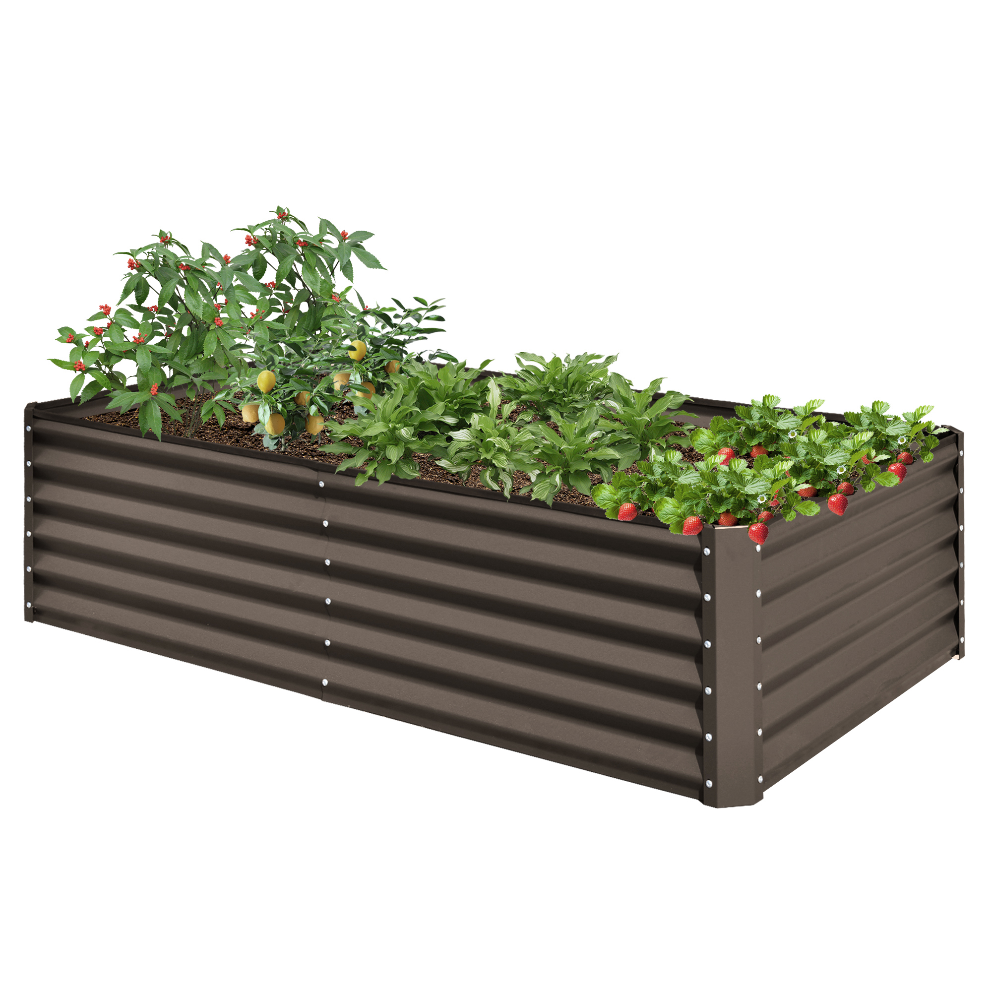 Galvanized Raised Garden Bed, Outdoor Planter Garden Boxes Large Metal Planter Box for Gardening Vegetables Fruits Flowers, Brown 6x3x1.5Ft