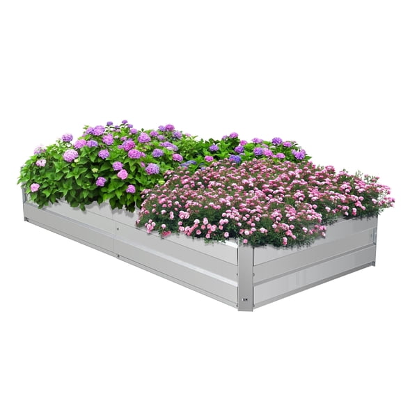RIGMEC Galvanized Raised Garden Bed Outdoor for Flowers Vegetables Herb, 5.6x3x1FT Large Heavy Metal Planter Box Designed Kit, Easy DIY and Cleaning