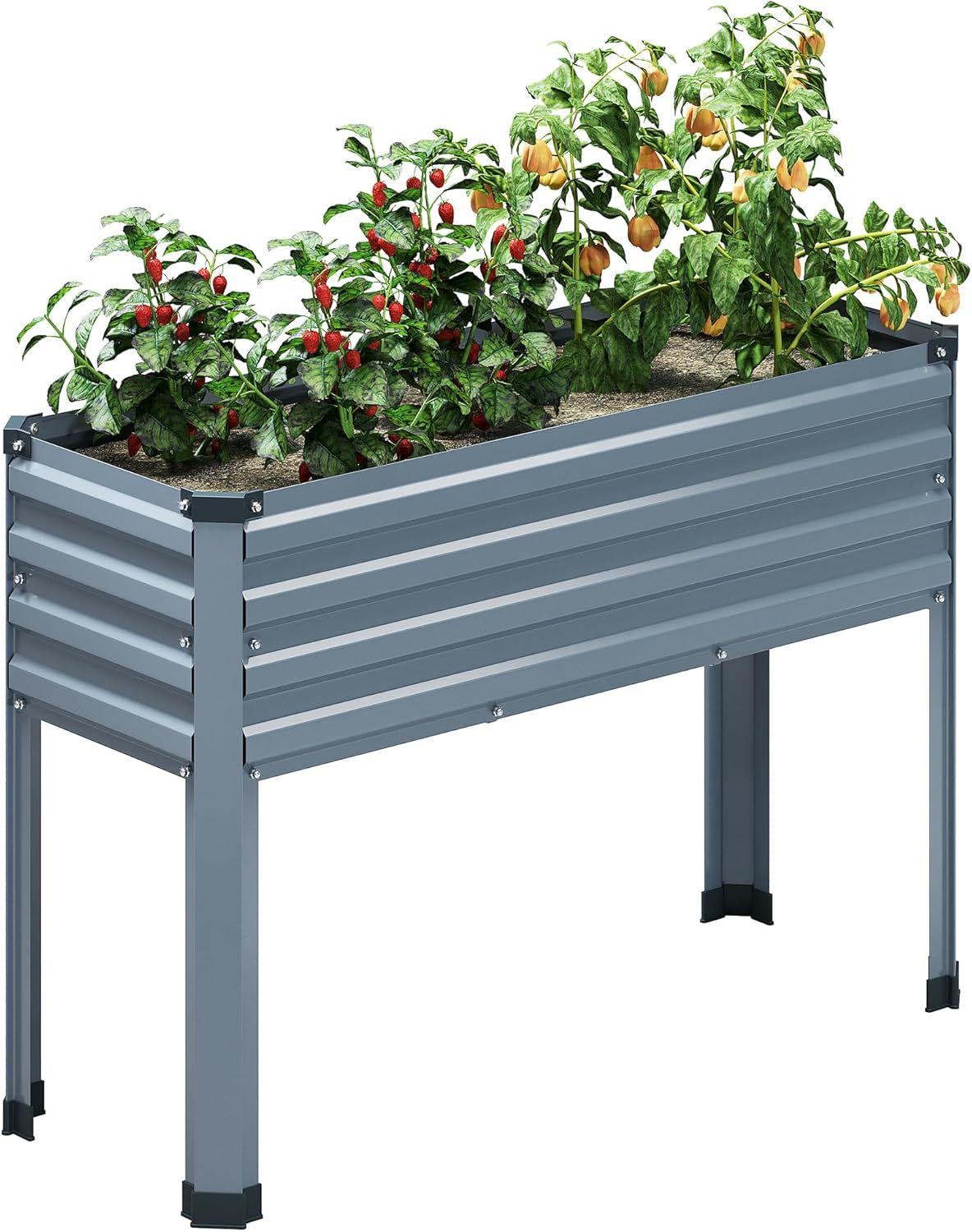 Galvanized Raised Garden Bed Outdoor with Legs,Metal Elevated Raised