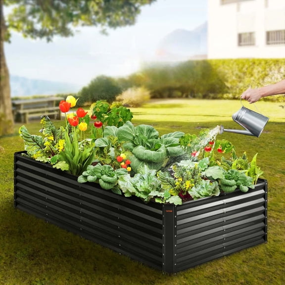 Galvanized Raised Garden Bed Planter Box, A Spacious and Durable Outdoor Solution Designed for Growing Flowers, Vegetables, Herbs, and More. Measuring 94.5 X 47.2 X 23.6 Inches, This Large Plan