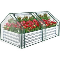 Raised Garden Bed, UNTIMATY 6x3x1ft Metal Planter Box Galvanized Raised Garden Bed with Cover, Mini Greenhouse for Outdoor Gardening Vegetables Flowers