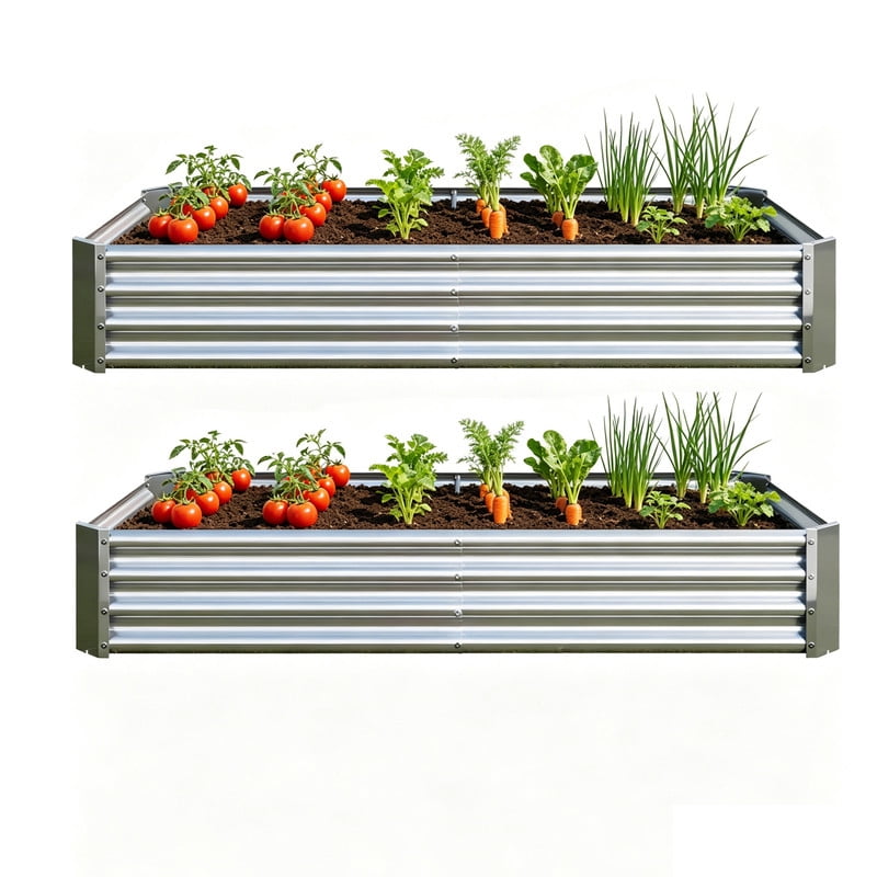Galvanized Raised Garden Bed for Vegetables, 6×3×1ftPlanter Raised Garden Boxes Outdoor,Metal Raised Garden Beds Steel Kit for Vegetables Flower, 2PCS