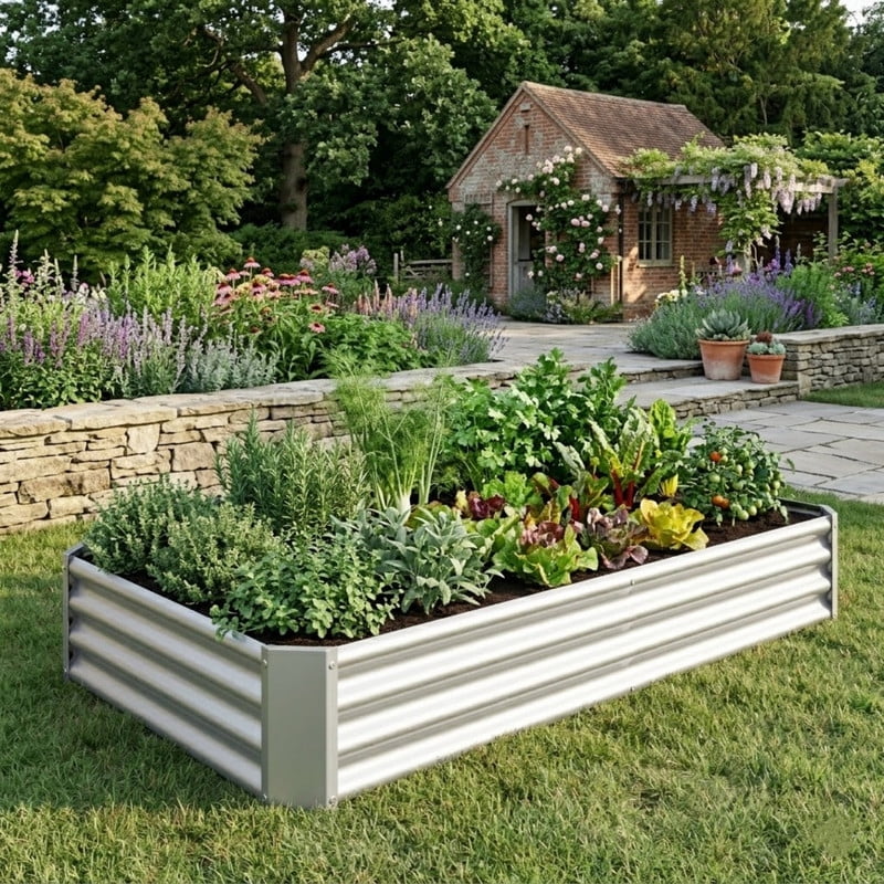 Galvanized Raised Garden Bed for Vegetables, 6×3×1ftPlanter Raised Garden Boxes Outdoor,Metal Raised Garden Beds Steel Kit for Vegetables Flower, 1PC