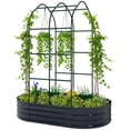 thumbnail image 1 of Galvanized Metal Raised Garden Bed with Arched Trellis 5x3x6ft Planter Box Open Bottom Dark Gray, 1 of 7