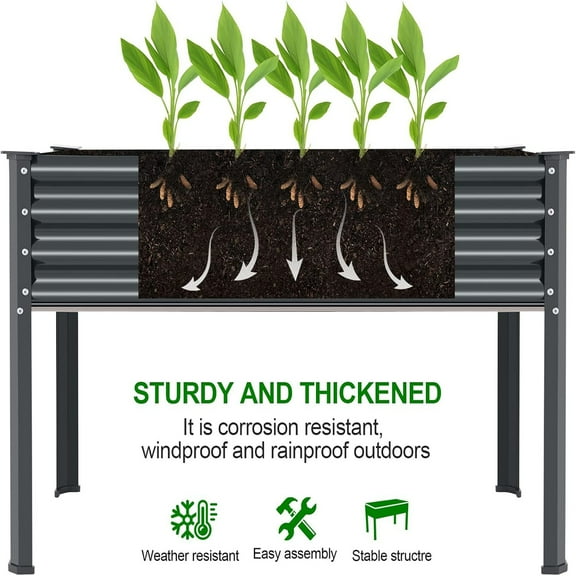 Galvanized Raised Garden Bed with Legs, Galvanized Planter Raised Garden Boxes Outdoor, Oval Large Metal Raised Garden Beds for Vegetables