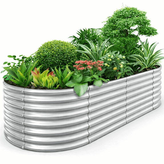 Galvanized Raised Garden Beds Outdoor 1 Pack 8×4×2ft UNTIMATY Metal Raised Garden Bed for Gardening Gifts, Galvanized Steel Planter Box for Vegetables, Silver