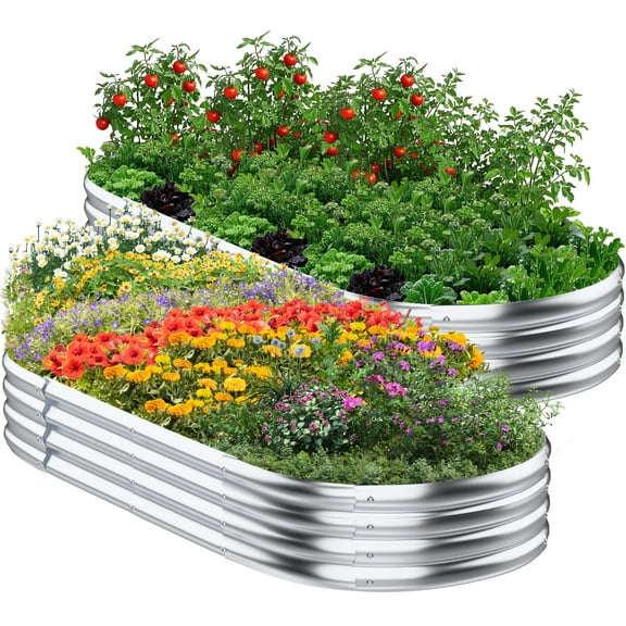 Galvanized Raised Garden Beds Outdoor 2 Pack 4×2×1ft UNTIMATY Metal Raised Garden Bed for Gardening Gifts, Galvanized Steel Planter Box for Vegetables, Silver