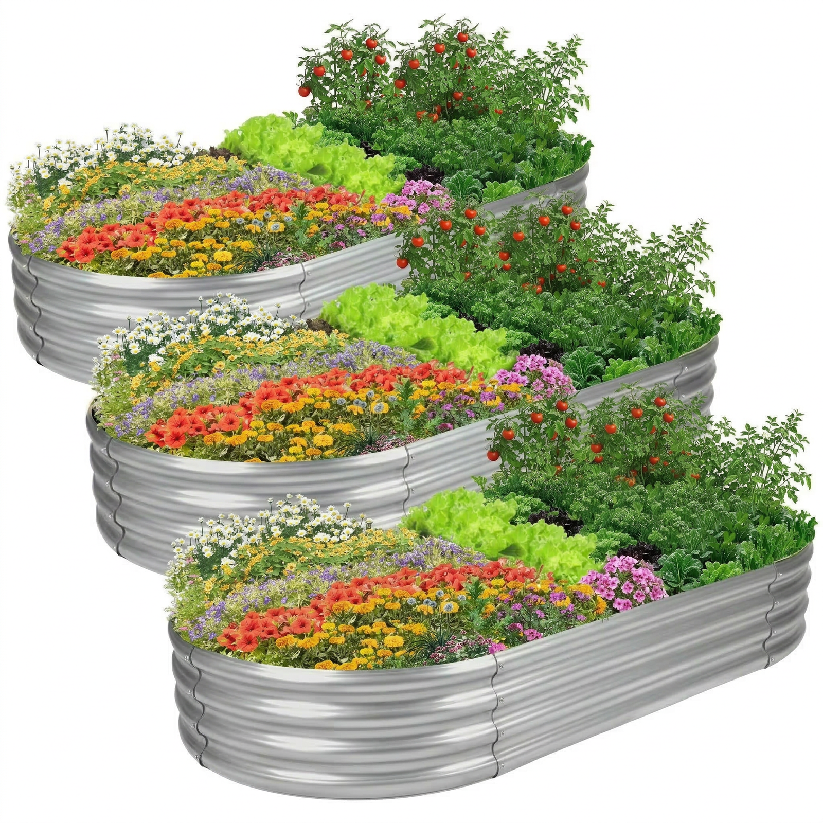 Galvanized Raised Garden Beds Outdoor 3 Pack 4×2×1ft UNTIMATY Metal Raised Garden Bed for Gardening Gifts, Galvanized Steel Planter Box for Vegetables
