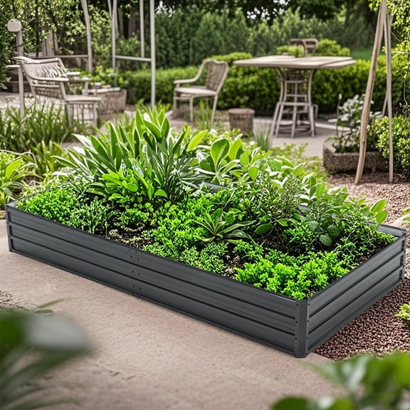 Galvanized Raised Garden Beds Outdoor Planter Raised Beds for Gardening, Vegetables, Flowers // Large Metal Garden Box, 8x4x1Ft