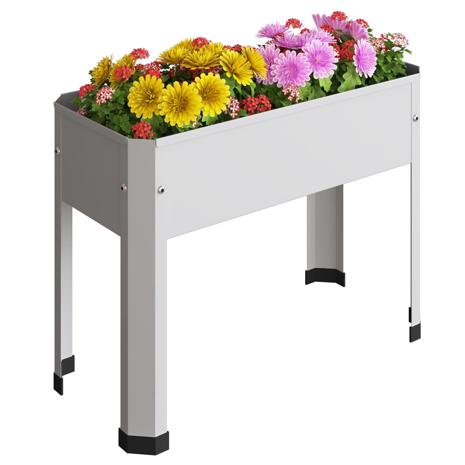 Galvanized Raised Planter Boxes Garden Bed with Legs, Elevated Planter Box, Standing Garden Stand, Vegetables & Flowers Growing Container for Indoor and Outdoor Use 39.3 x 15.7 x 31.4in(White)