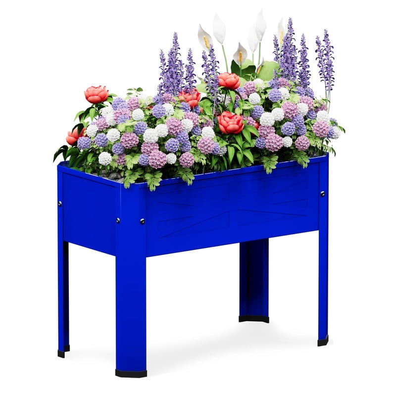 Galvanized Raised Planter Boxes Garden Bed with Legs, Elevated Metal Planter Box for Growing Fresh Herbs Vegetables & Flowers Growing Container for Indoor and Outdoor Use