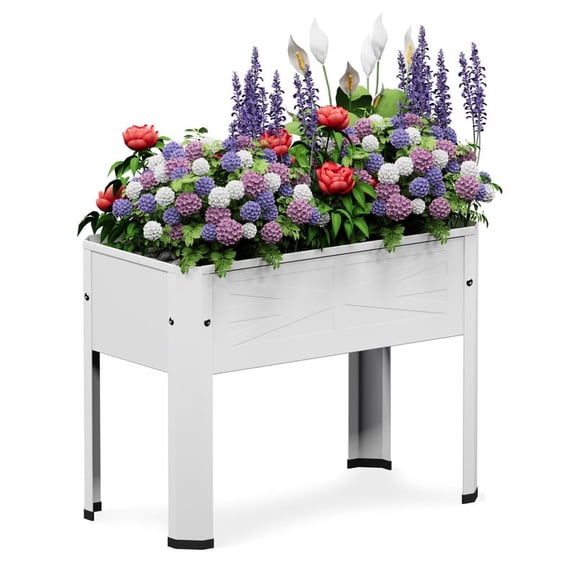 Galvanized Raised Planter Boxes Garden Bed with Legs, Elevated Metal Planter Box for Growing Fresh Herbs Vegetables & Flowers Growing Container for Indoor and Outdoor Use