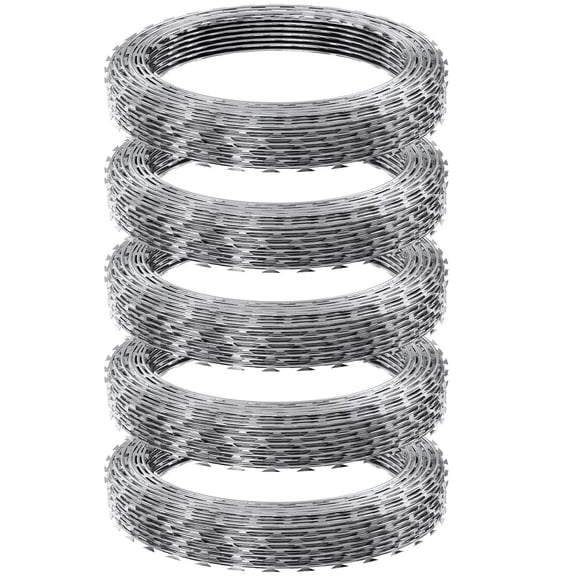 Galvanized Razor Wire Fence, 246 ft Razor Barbed Wire Roll for Garden Security and Perimeter Fencing