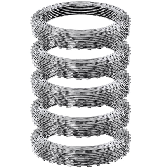Galvanized Razor Barbed Wire Fencing 5 Rolls 246 ft Razor Ribbon Coil for Garden Security
