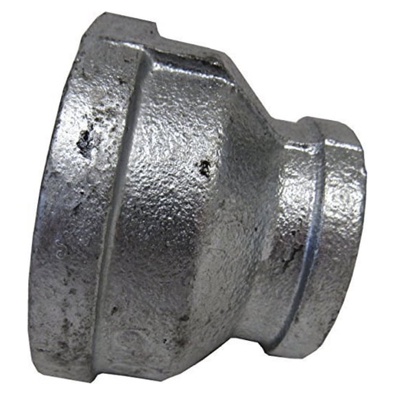 Galvanized Reducing Coupling, 3 Inch X 2 Inch Female NPT Thread, Malleable Iron, Compliant, Galvanized Finish for Water, Air & Applications