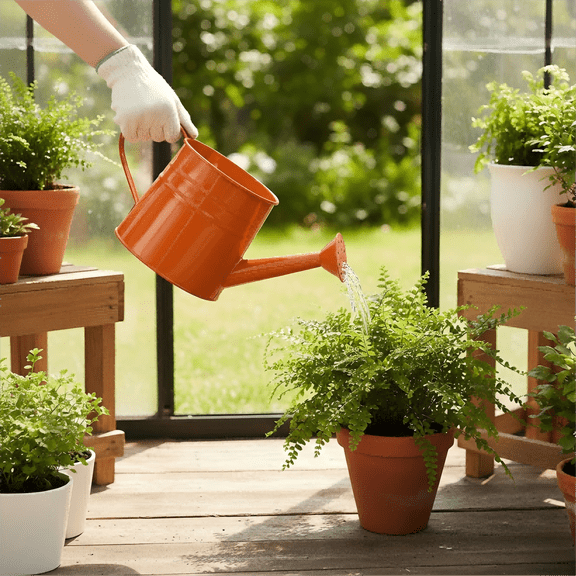 Galvanized Shower Bucket Watering Kettle Small Flower Pot for Indoor Use | Durable Metal Planter with Easy Pour Spout and Non- Base