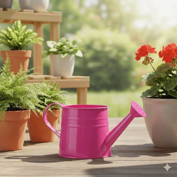 Galvanized Shower Bucket Watering Kettle Small Flower Pot for Indoor Use | Durable Metal Planter with Easy Pour Spout and Non- Base