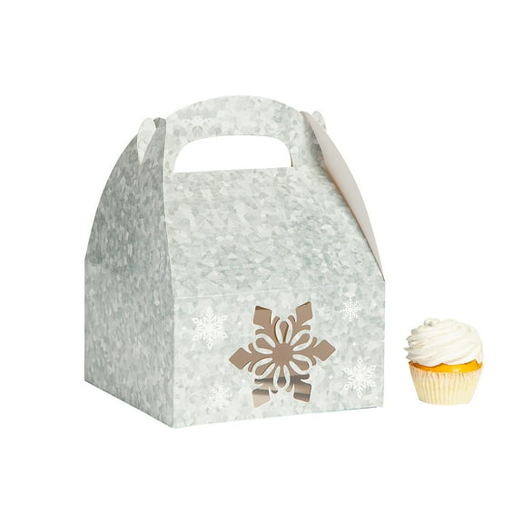 Galvanized Silver Snowflake Treat Boxes - 6 Pieces